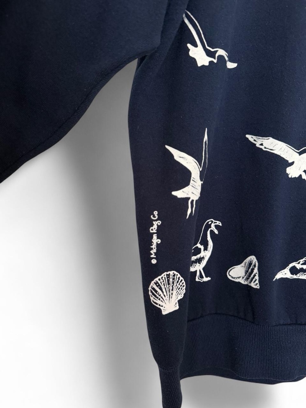 Vintage navy blue seagull beach print sweatshirt crewneck size large - Picture 3 of 4